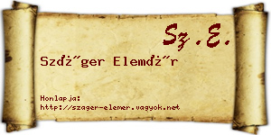 Száger Elemér névjegykártya